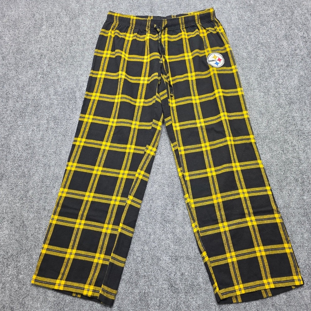 NFL Team Apparel Pittsburgh Steelers Plaid Pajama Pants Women's Large Black - Picture 2 of 10